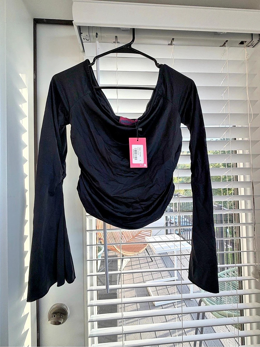 edikted Ruched Long Sleeve Top in Black NWT